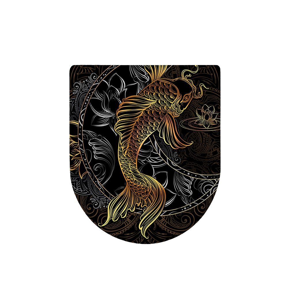 Golden Spiritual Koi Fish Print Toilet Lid Cover