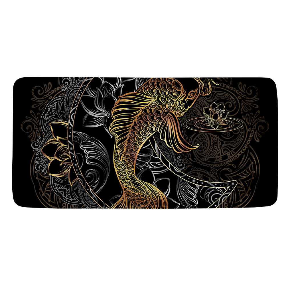 Golden Spiritual Koi Fish Print Towel