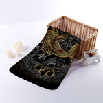 Golden Spiritual Koi Fish Print Towel