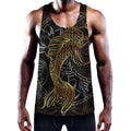 Golden Spiritual Koi Fish Print Men's Workout Tank Top