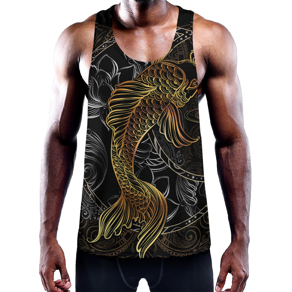 Golden Spiritual Koi Fish Print Training Tank Top