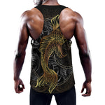 Golden Spiritual Koi Fish Print Training Tank Top