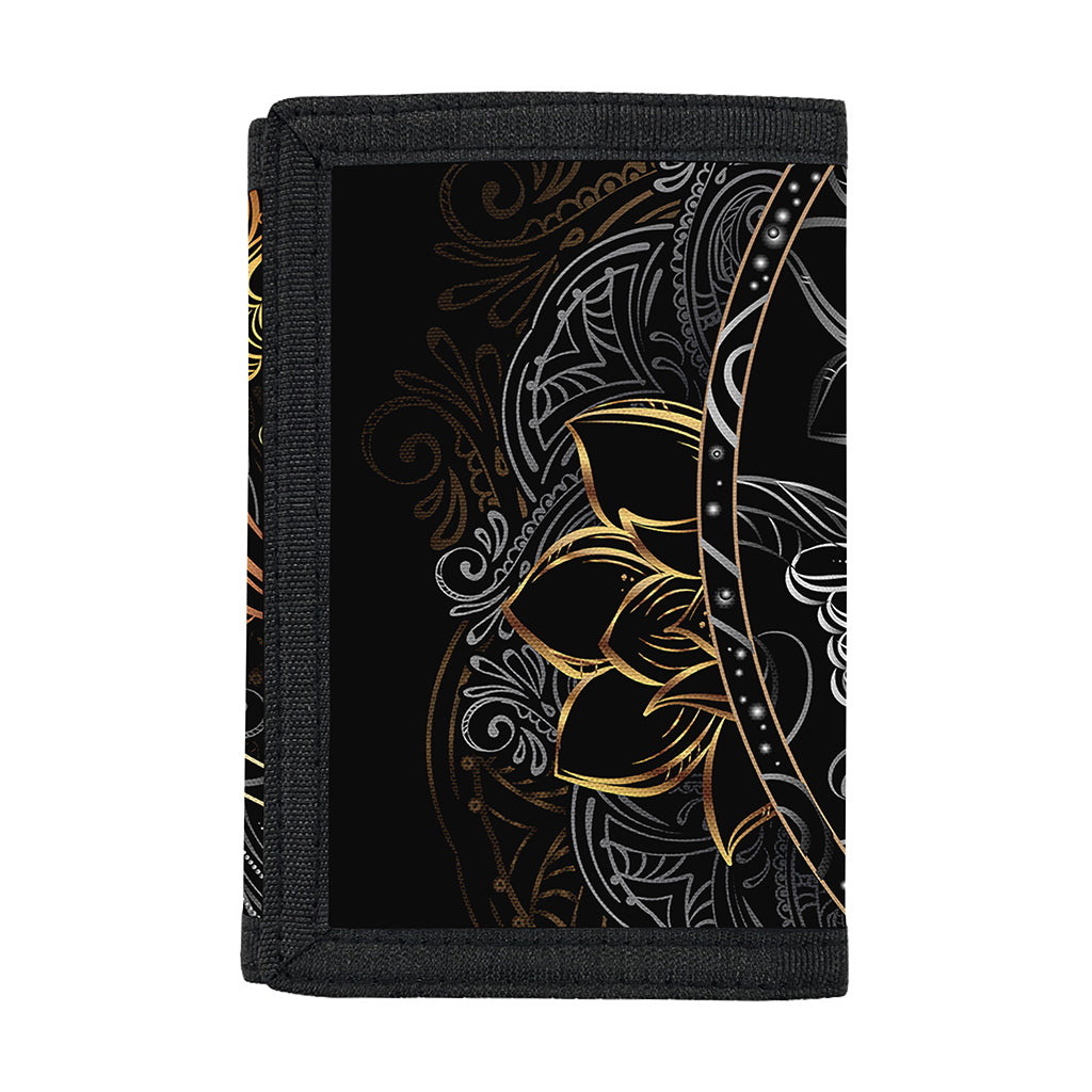 Golden Spiritual Koi Fish Print Trifold Wallet