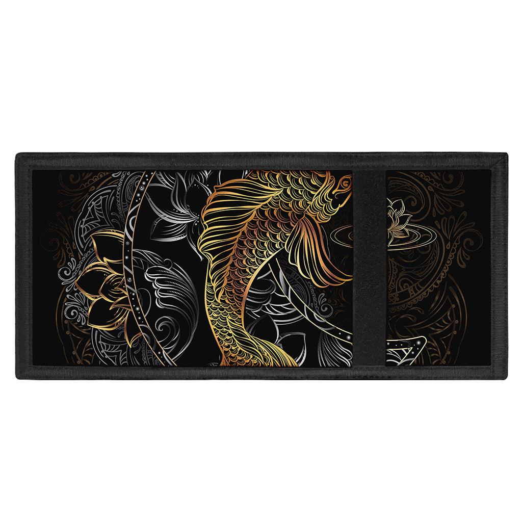 Golden Spiritual Koi Fish Print Trifold Wallet