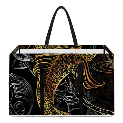 Golden Spiritual Koi Fish Print Utility Tote Bag