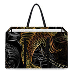 Golden Spiritual Koi Fish Print Utility Tote Bag