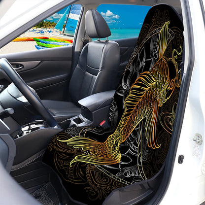 Golden Spiritual Koi Fish Print Waterproof Car Seat Cover