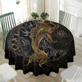 Golden Spiritual Koi Fish Print Waterproof Round Tablecloth