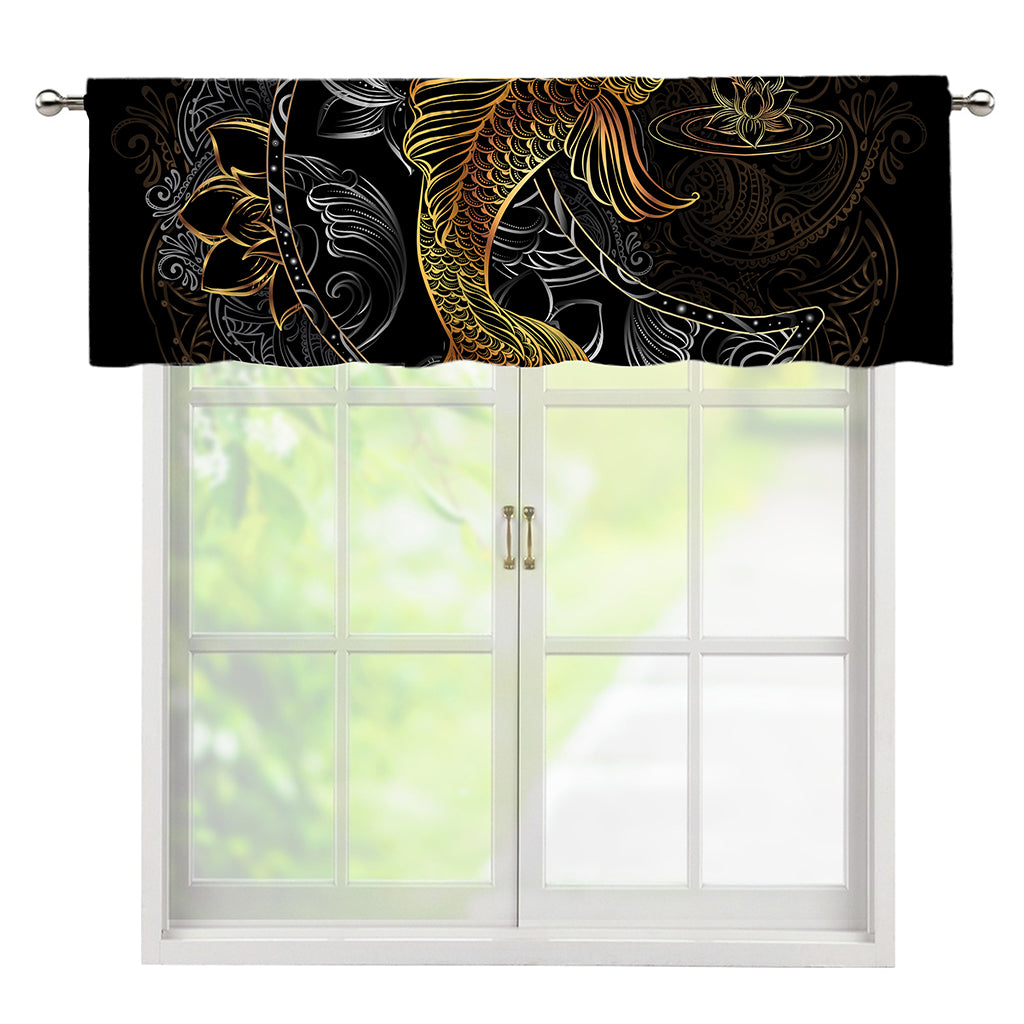 Golden Spiritual Koi Fish Print Window Valance