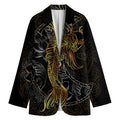 Golden Spiritual Koi Fish Print Women's Blazer