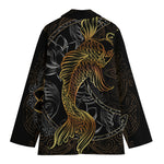 Golden Spiritual Koi Fish Print Women's Blazer