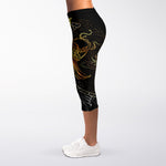 Golden Spiritual Koi Fish Print Women's Capri Leggings