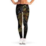 Golden Spiritual Koi Fish Print Women's Leggings