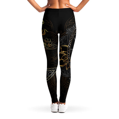 Golden Spiritual Koi Fish Print Women's Leggings