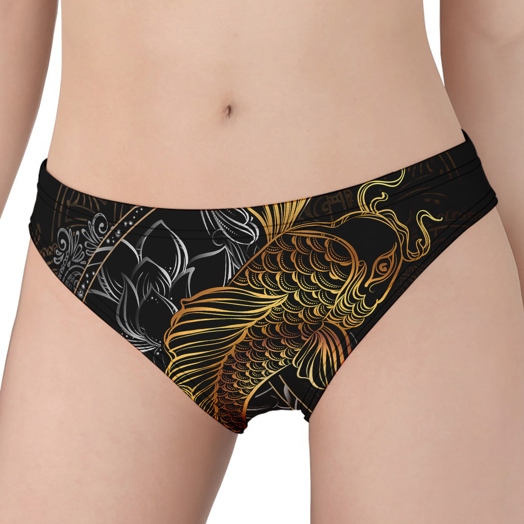 Golden Spiritual Koi Fish Print Women's Panties