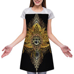 Golden Spiritual Lotus Print Adjustable Apron
