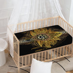 Golden Spiritual Lotus Print Baby Crib Sheet