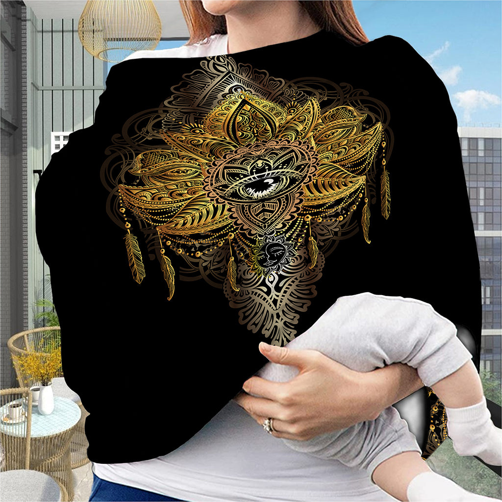 Golden Spiritual Lotus Print Baby Seat Cover