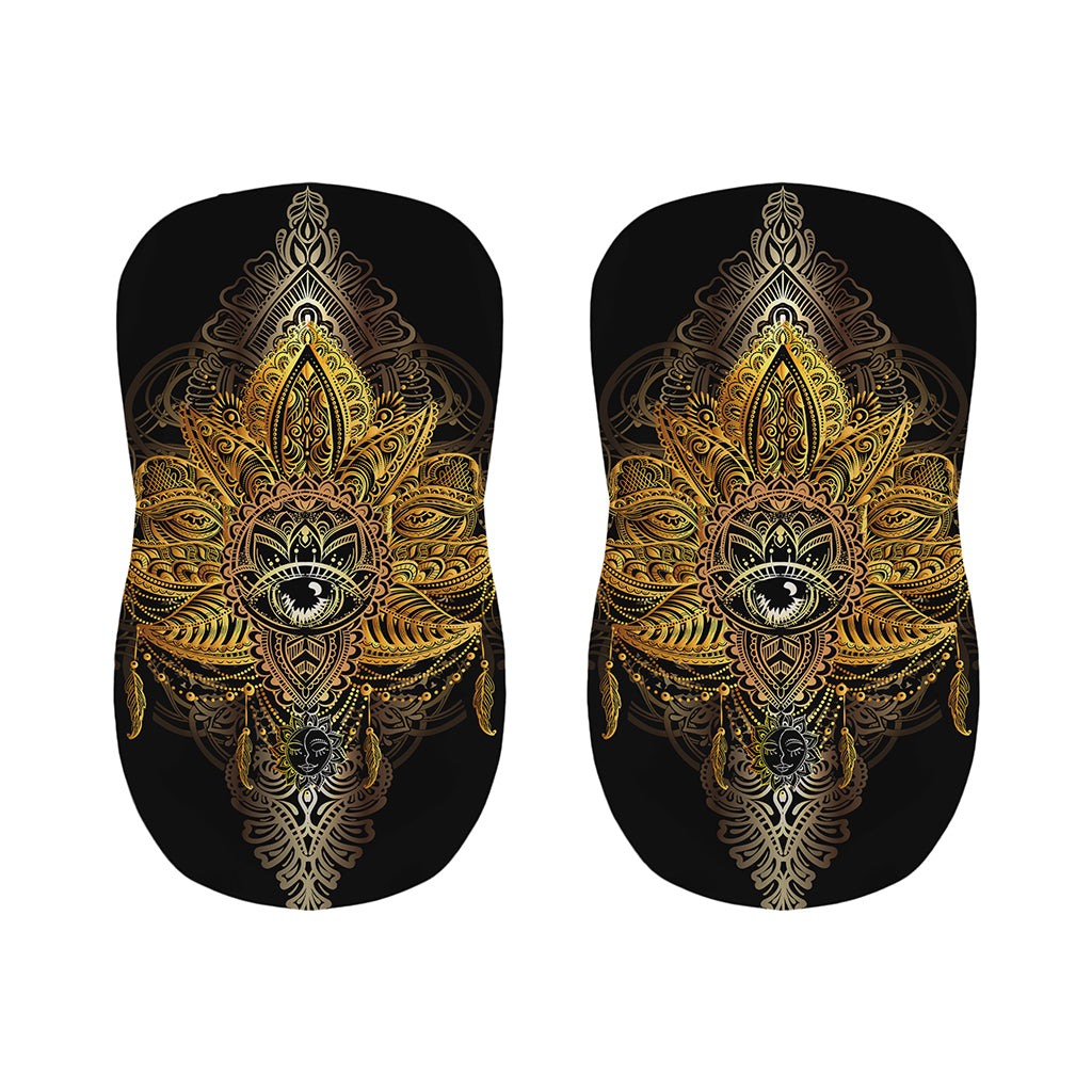 Golden Spiritual Lotus Print Bar Stool Covers