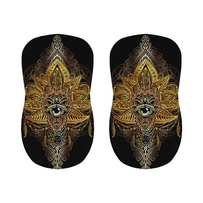 Golden Spiritual Lotus Print Bar Stool Covers