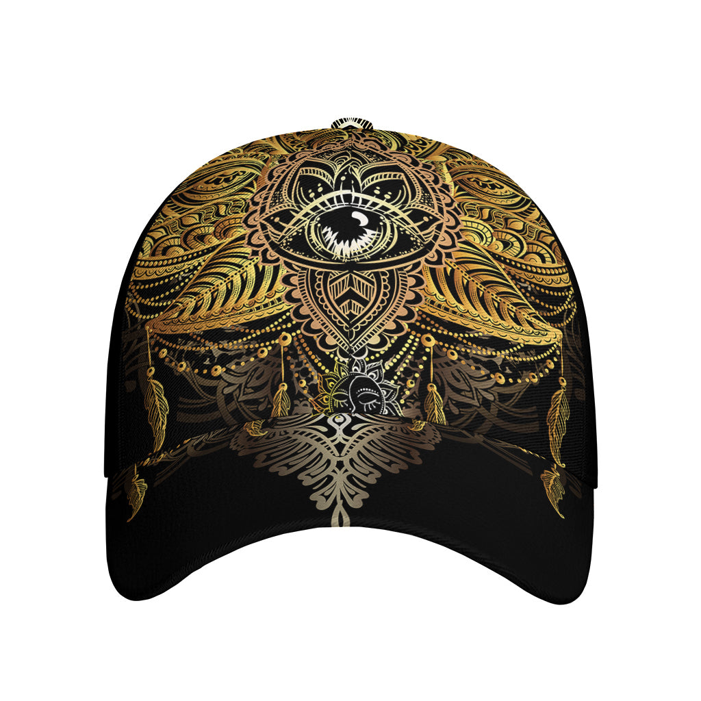 Golden Spiritual Lotus Print Baseball Cap