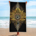 Golden Spiritual Lotus Print Beach Towel
