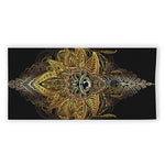Golden Spiritual Lotus Print Beach Towel