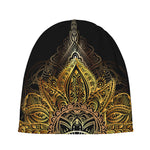 Golden Spiritual Lotus Print Beanie