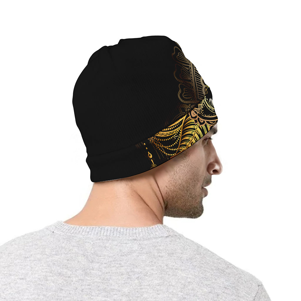 Golden Spiritual Lotus Print Beanie