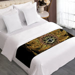 Golden Spiritual Lotus Print Bed Runner