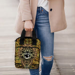 Golden Spiritual Lotus Print Bible Tote Bag