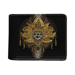 Golden Spiritual Lotus Print Bifold Wallet