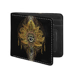 Golden Spiritual Lotus Print Bifold Wallet