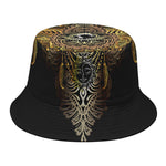 Golden Spiritual Lotus Print Bucket Hat