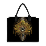 Golden Spiritual Lotus Print Canvas Tote Bag