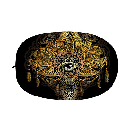 Golden Spiritual Lotus Print Car Side Mirror Covers