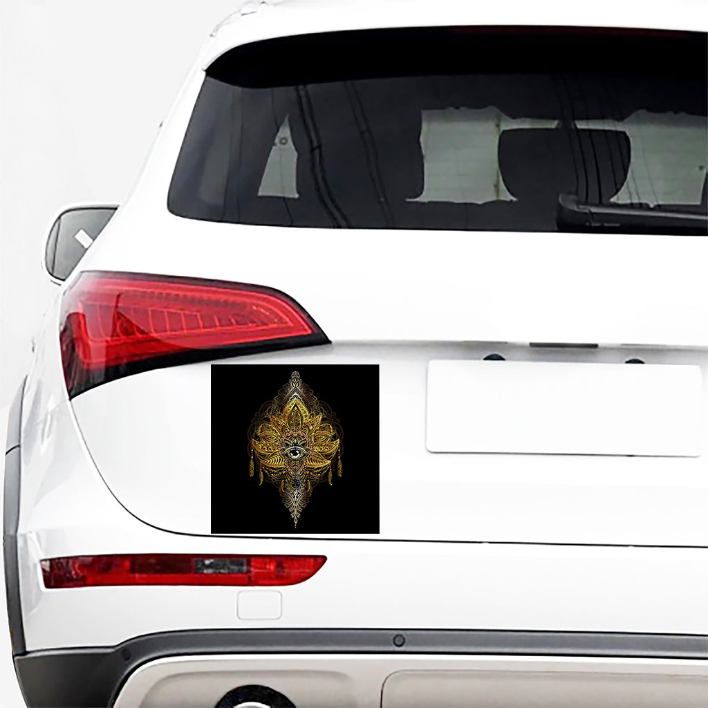 Golden Spiritual Lotus Print Car Sticker
