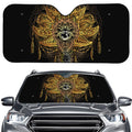 Golden Spiritual Lotus Print Car Windshield Sun Shade