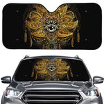 Golden Spiritual Lotus Print Car Windshield Sun Shade