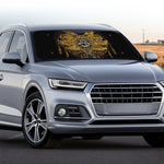 Golden Spiritual Lotus Print Car Windshield Sun Shade