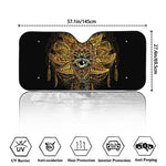 Golden Spiritual Lotus Print Car Windshield Sun Shade