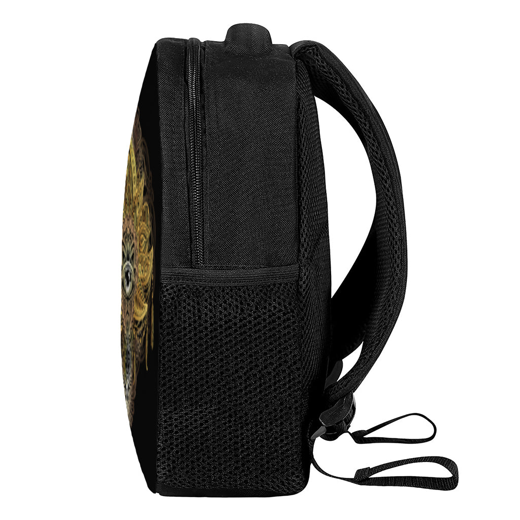 Golden Spiritual Lotus Print Casual Backpack