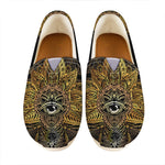 Golden Spiritual Lotus Print Casual Shoes