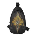 Golden Spiritual Lotus Print Chest Bag