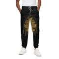 Golden Spiritual Lotus Print Cotton Sweatpants