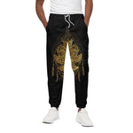 Golden Spiritual Lotus Print Cotton Pants