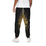 Golden Spiritual Lotus Print Cotton Pants