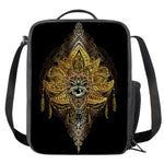 Golden Spiritual Lotus Print Crossbody Lunch Bag