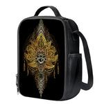 Golden Spiritual Lotus Print Crossbody Lunch Bag