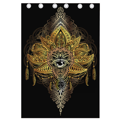 Golden Spiritual Lotus Print Curtain